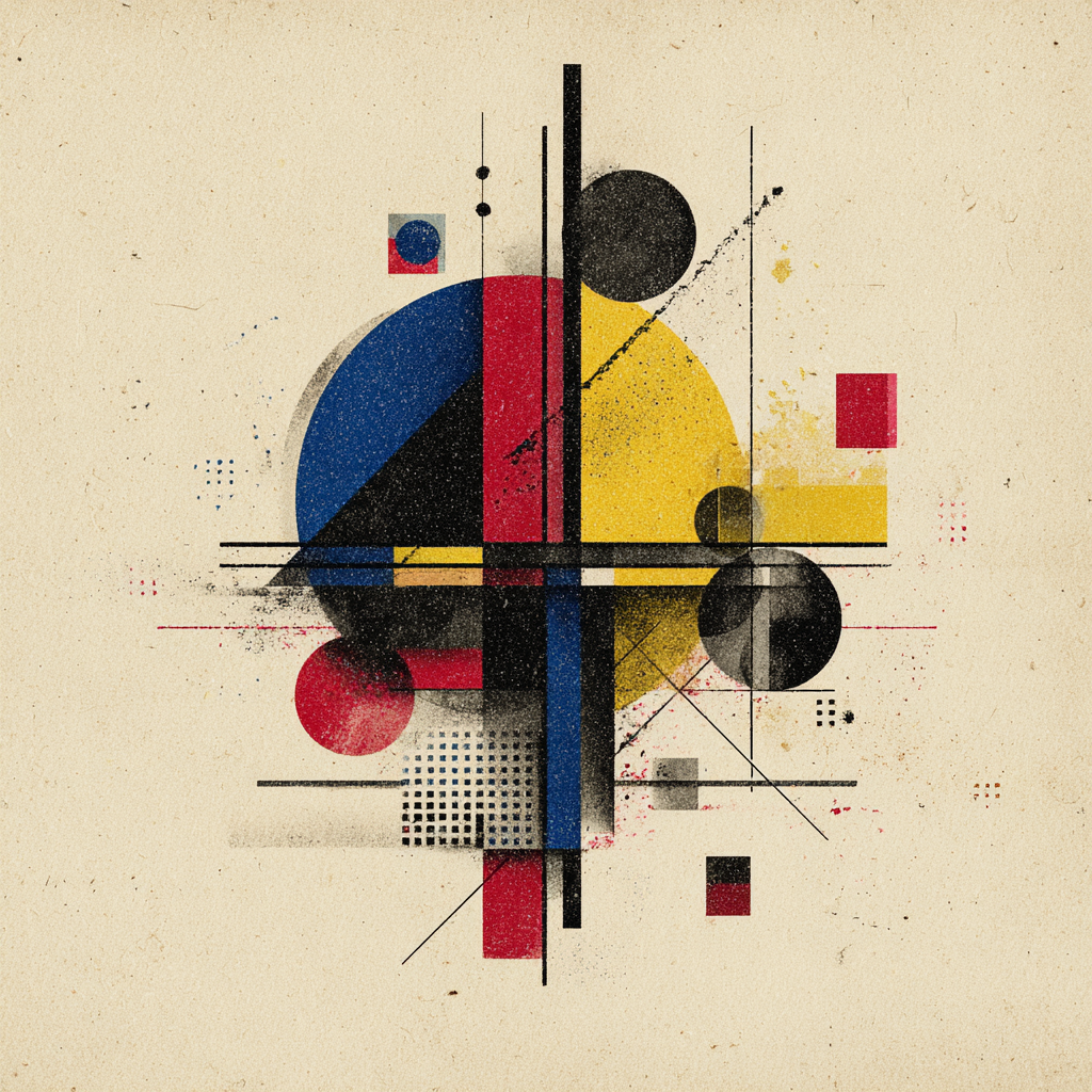 Abstrakte Geometrische Komposition Mit Kreisen Quadraten Linien Und Struktur | Bauhaus | Stilrichtungen