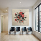 Abstrakte Geometrische Komposition Mit Rot Schwarz Und Grau