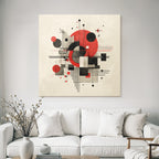 Abstrakte Geometrische Komposition Mit Rot Schwarz Und Grau