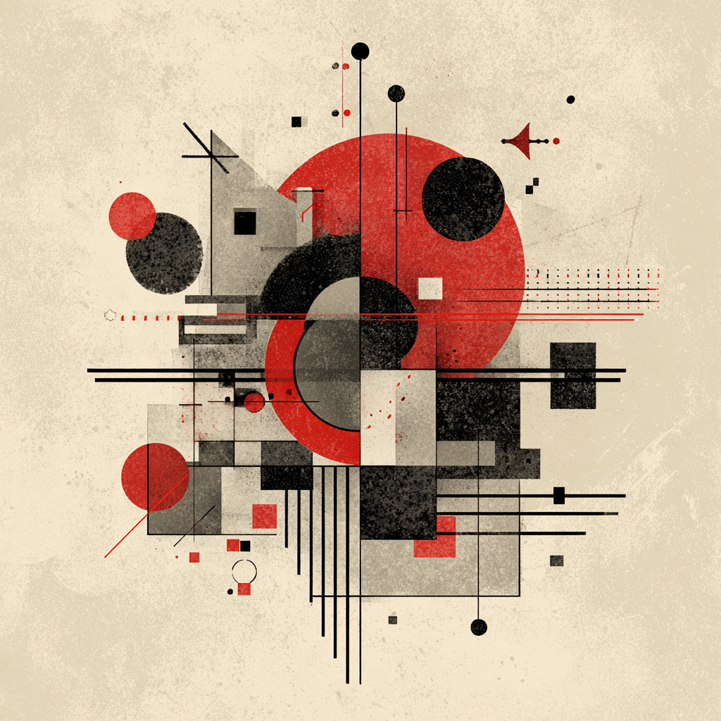 Abstrakte Geometrische Komposition Mit Rot Schwarz Und Grau | Bauhaus | Stilrichtungen