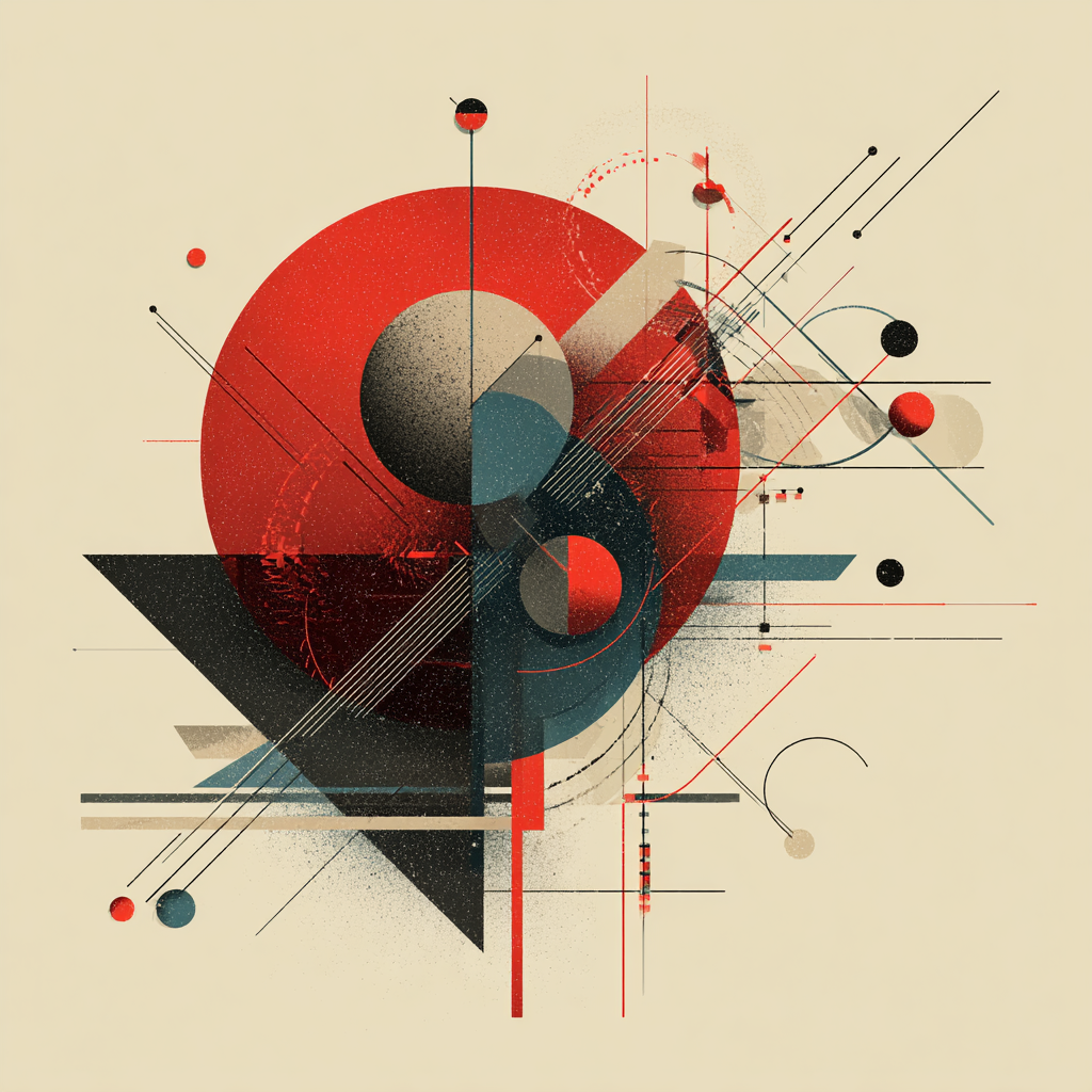 Abstrakte Geometrische Komposition Mit Roten Schwarzen Kreisen Linien Und Kugeln | Bauhaus | Stilrichtungen