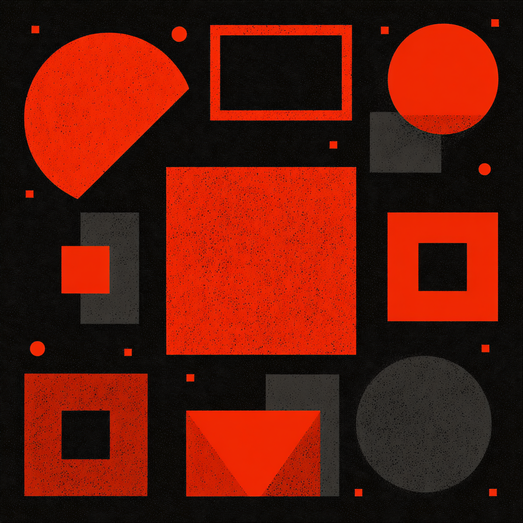 Abstrakte Geometrische Komposition Rot Grau Schwarz | Bauhaus | Stilrichtungen