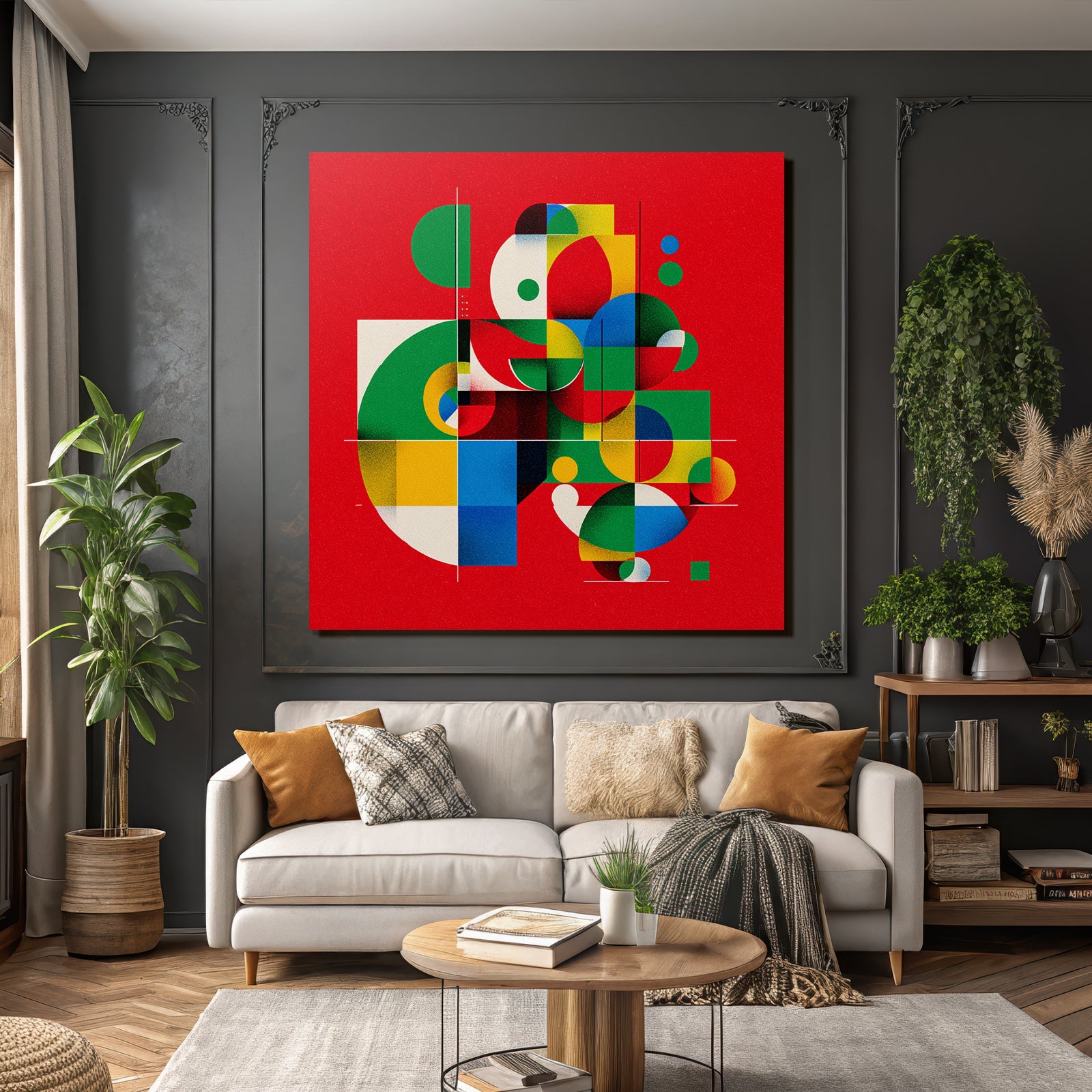 Abstraktes Design Mit Geometrischen Formen Und Leuchtenden Farben