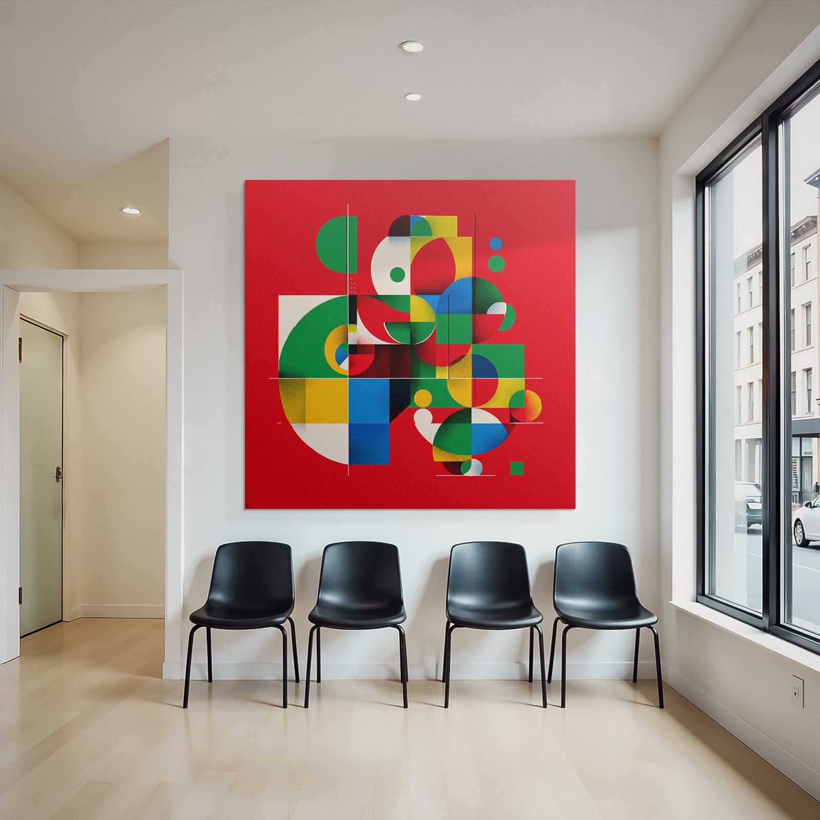 Abstraktes Design Mit Geometrischen Formen Und Leuchtenden Farben