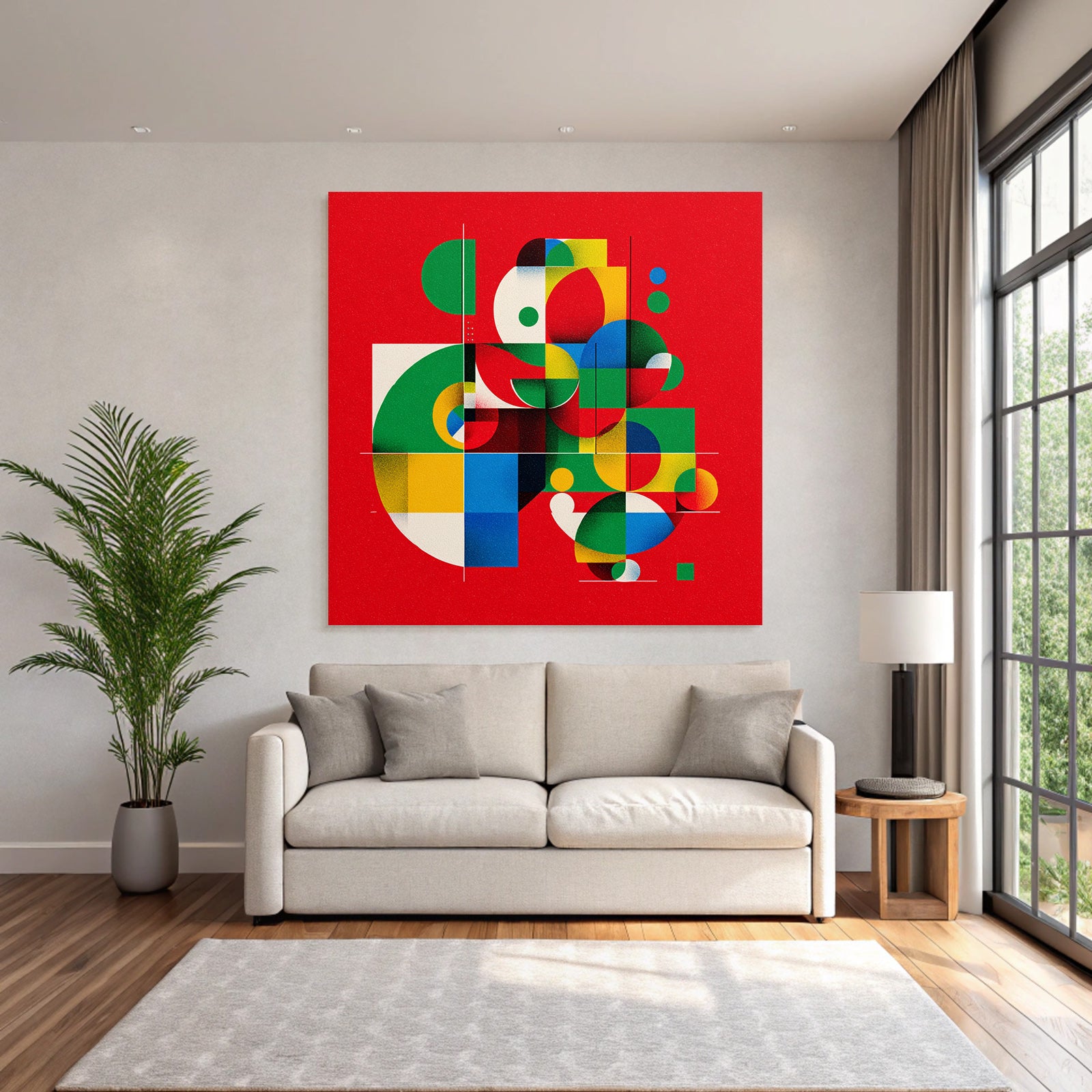 Abstraktes Design Mit Geometrischen Formen Und Leuchtenden Farben