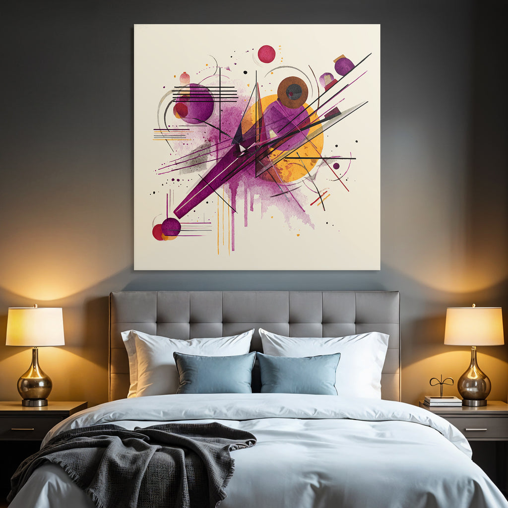 Abstraktes Geometrisches Kunstwerk Mit Dynamischen Linien In Purpur Orange Und Rot