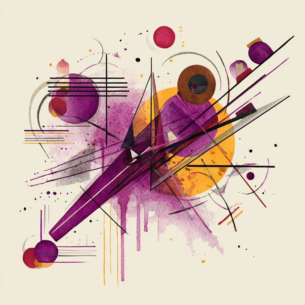 Abstraktes Geometrisches Kunstwerk Mit Dynamischen Linien In Purpur Orange Und Rot | Bauhaus | Stilrichtungen