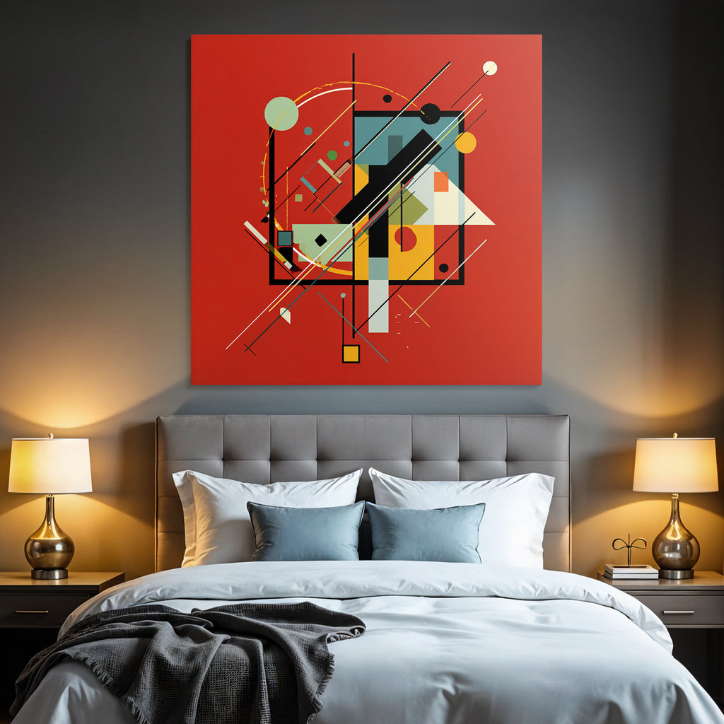 Abstraktes Geometrisches Design Mit Farbigen Linien Und Kreisen