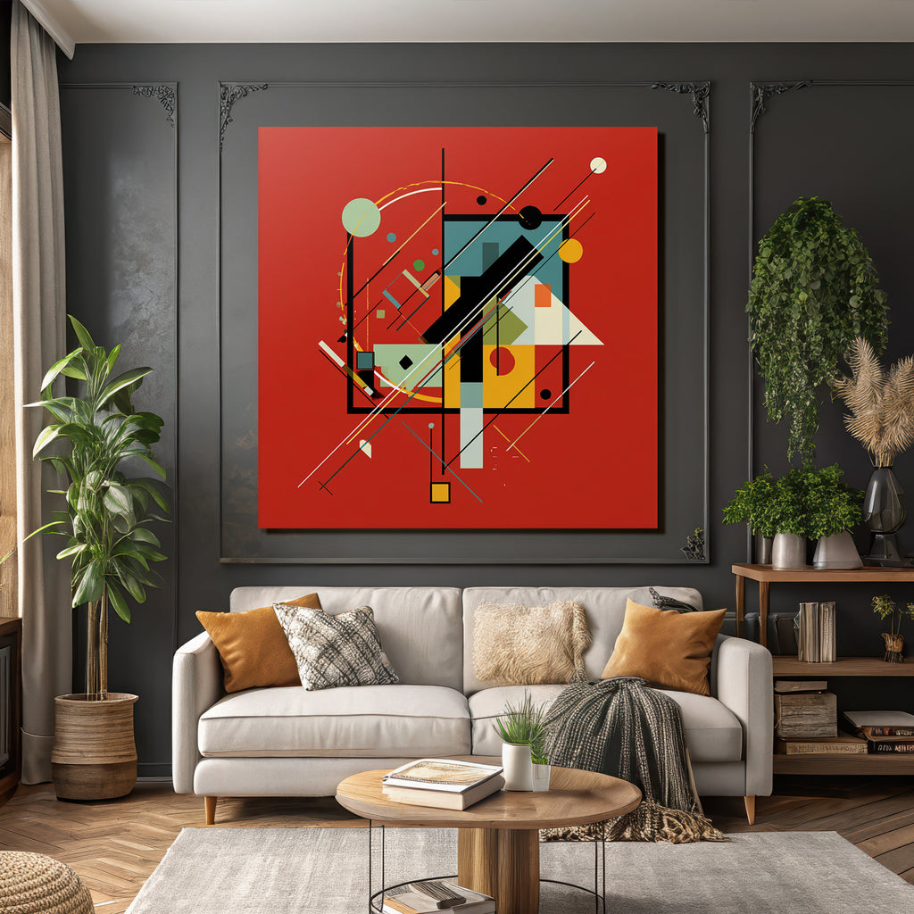 Abstraktes Geometrisches Design Mit Farbigen Linien Und Kreisen