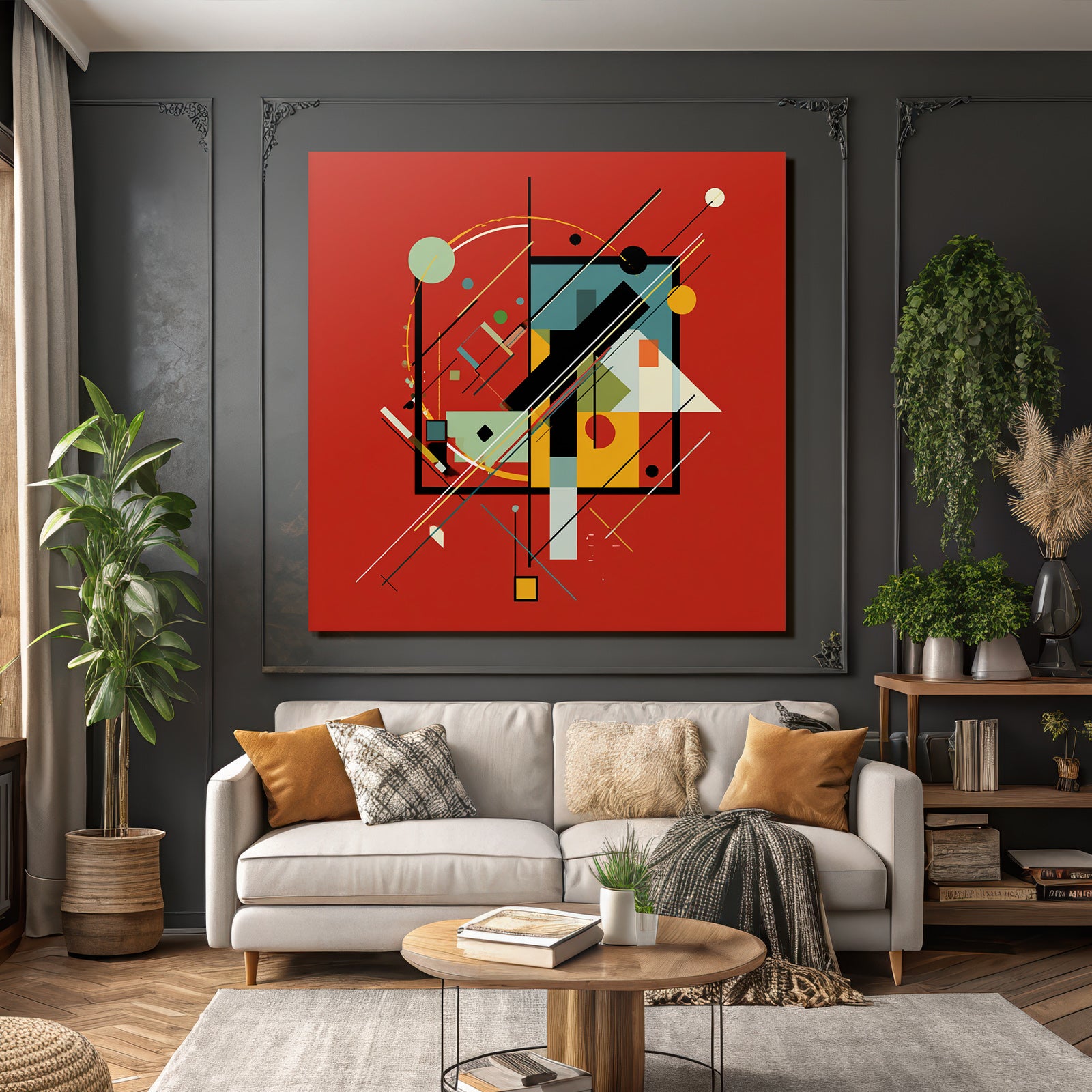 Abstraktes Geometrisches Design Mit Farbigen Linien Und Kreisen