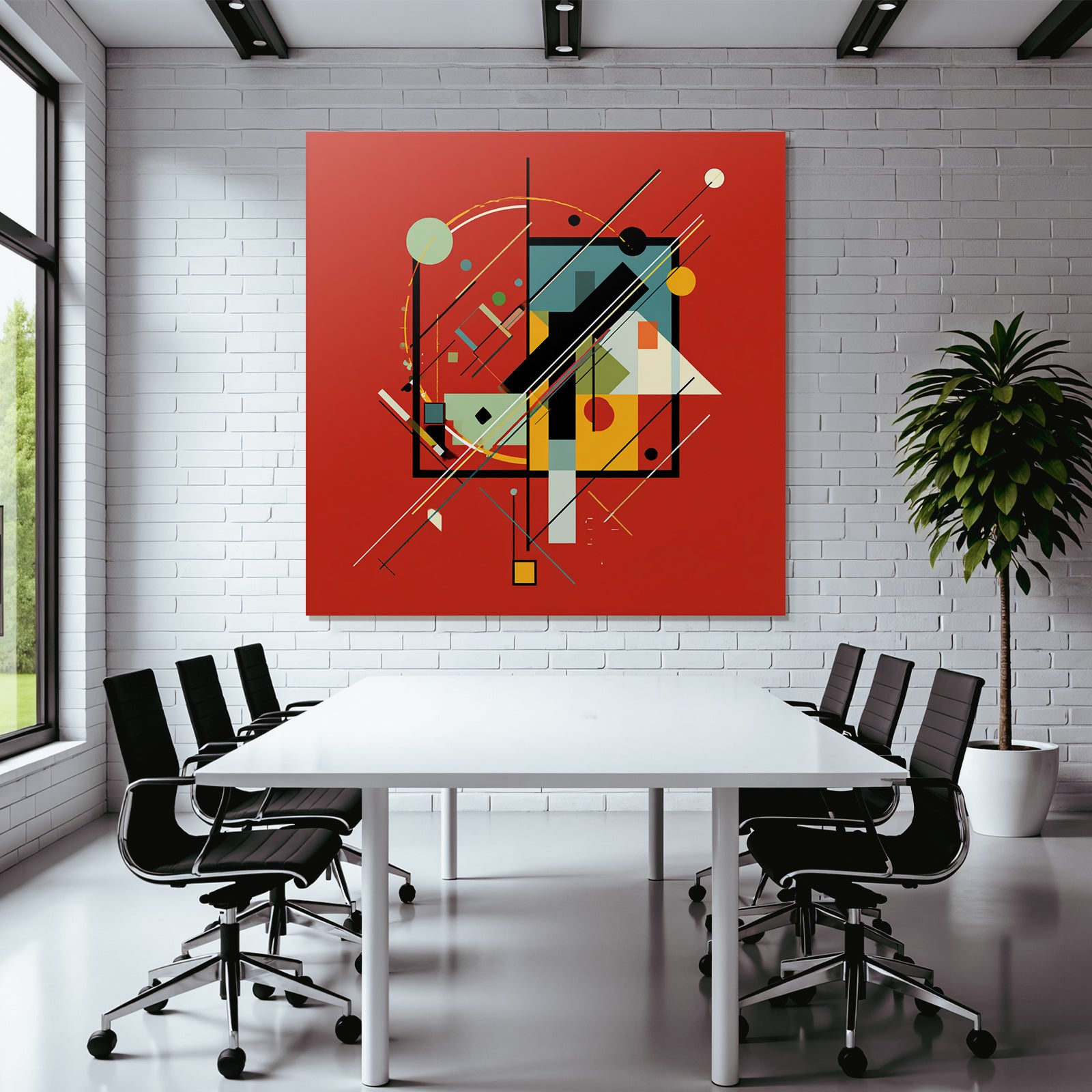 Abstraktes Geometrisches Design Mit Farbigen Linien Und Kreisen