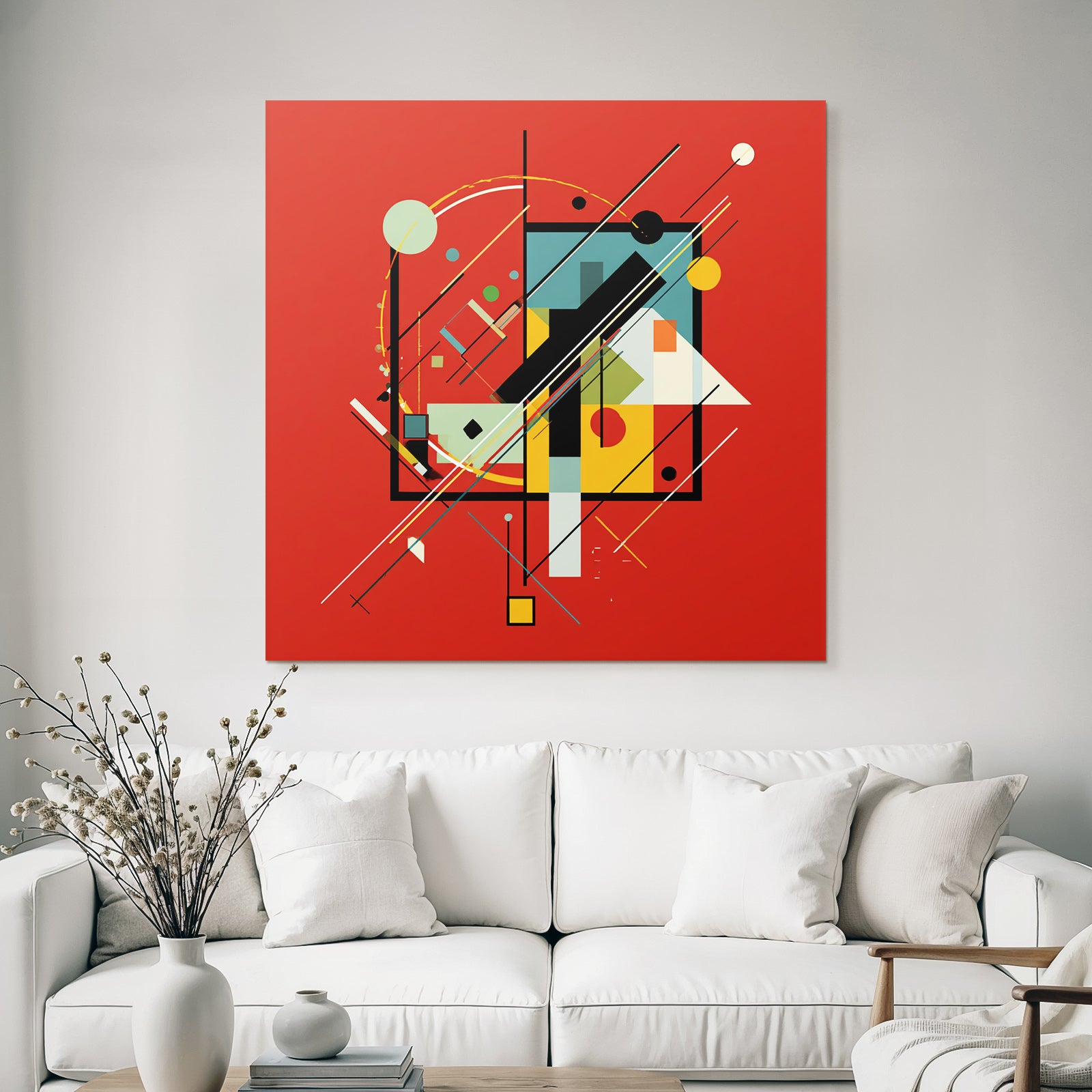 Abstraktes Geometrisches Design Mit Farbigen Linien Und Kreisen