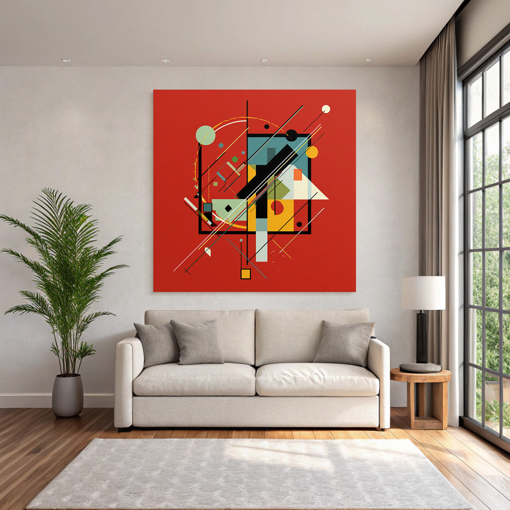 Abstraktes Geometrisches Design Mit Farbigen Linien Und Kreisen
