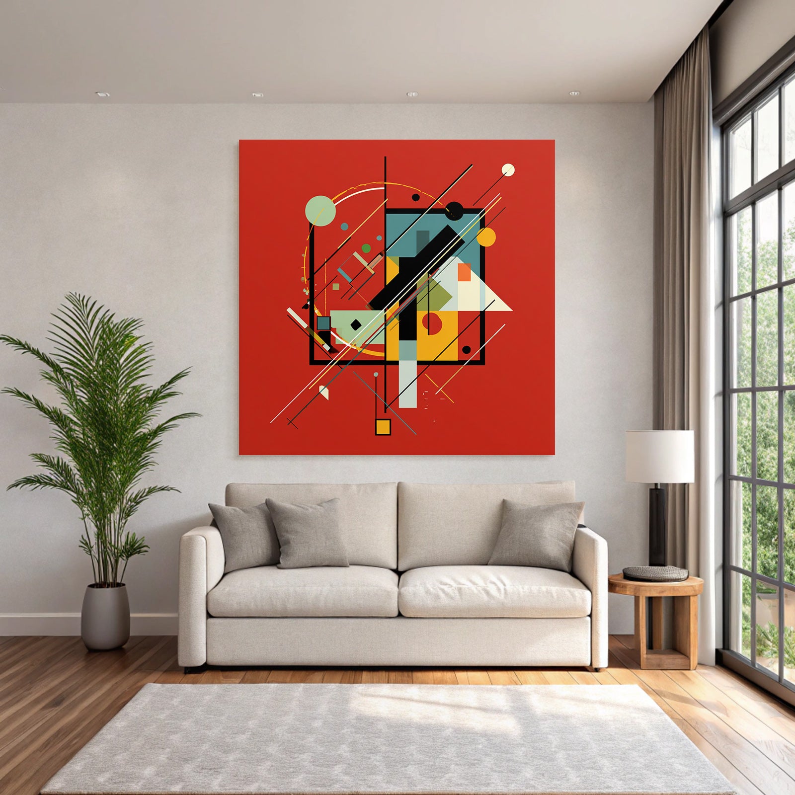 Abstraktes Geometrisches Design Mit Farbigen Linien Und Kreisen