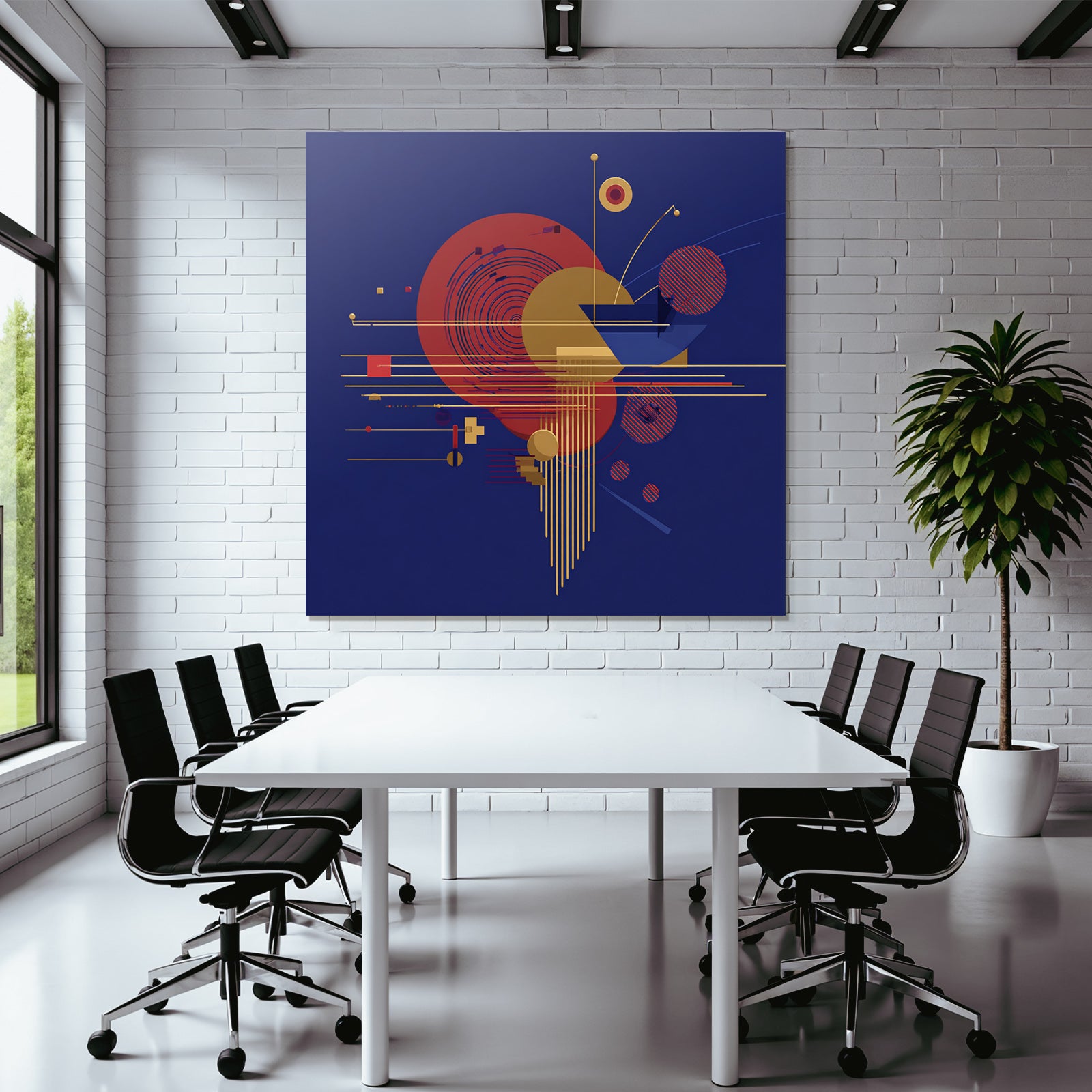 Abstraktes Geometrisches Design Mit Kreisen Quadraten Und Streifen