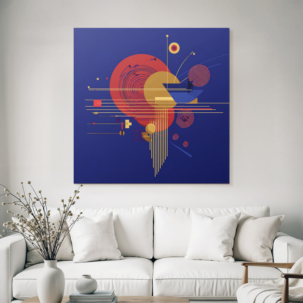 Abstraktes Geometrisches Design Mit Kreisen Quadraten Und Streifen