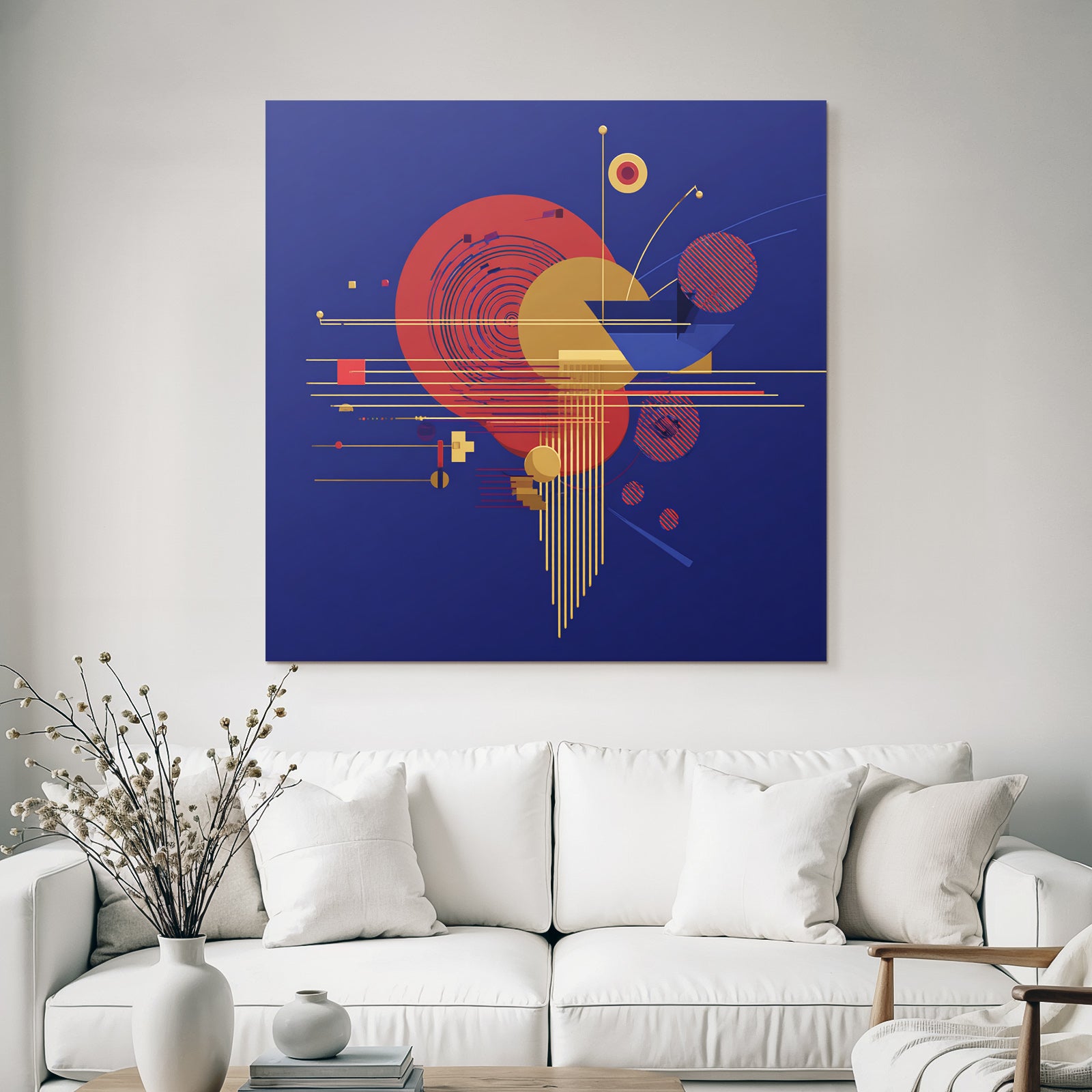 Abstraktes Geometrisches Design Mit Kreisen Quadraten Und Streifen