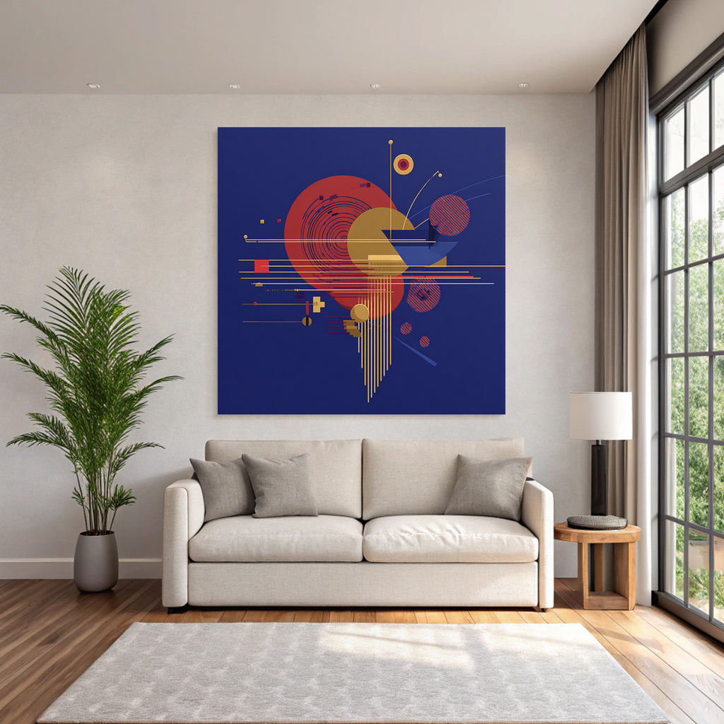 Abstraktes Geometrisches Design Mit Kreisen Quadraten Und Streifen