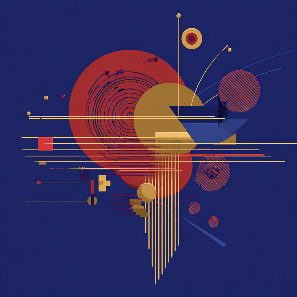 Abstraktes Geometrisches Design Mit Kreisen Quadraten Und Streifen | Bauhaus | Stilrichtungen