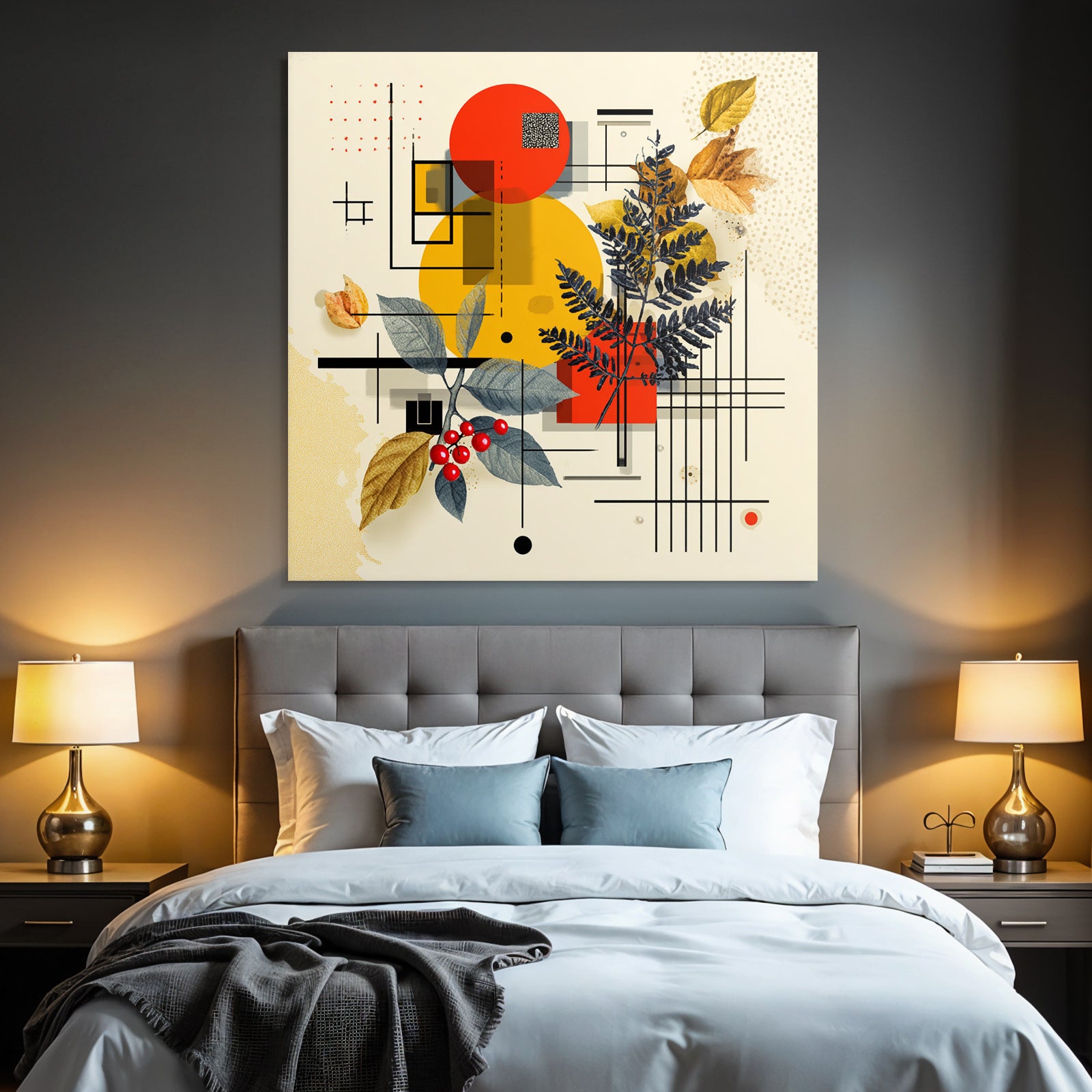 Geometrische Formen Blätter Und Beeren Abstrakte Collage