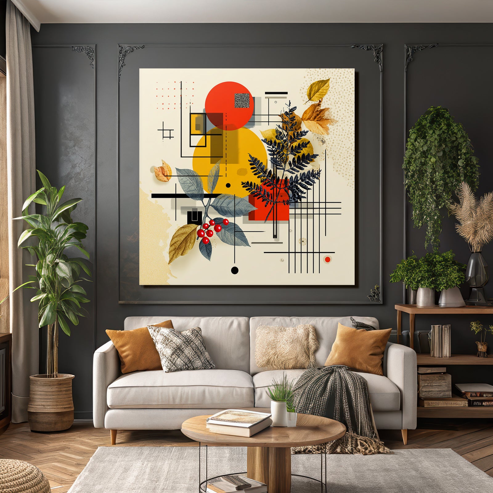 Geometrische Formen Blätter Und Beeren Abstrakte Collage