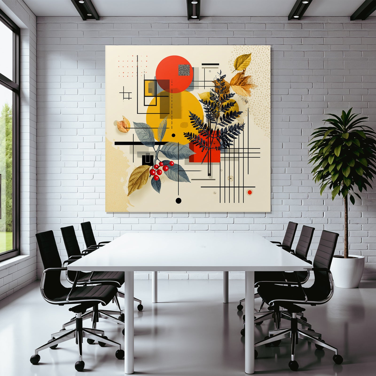 Geometrische Formen Blätter Und Beeren Abstrakte Collage