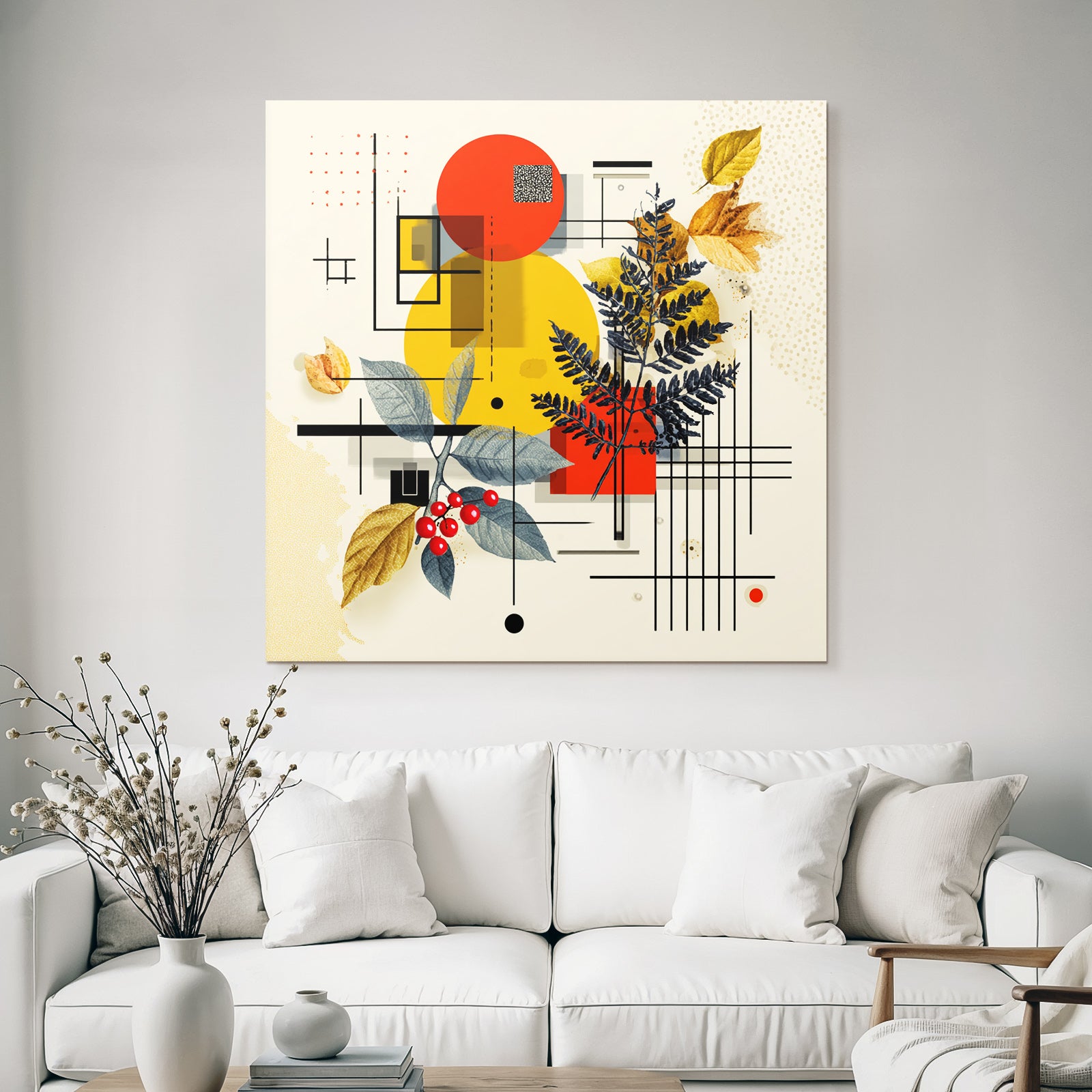 Geometrische Formen Blätter Und Beeren Abstrakte Collage