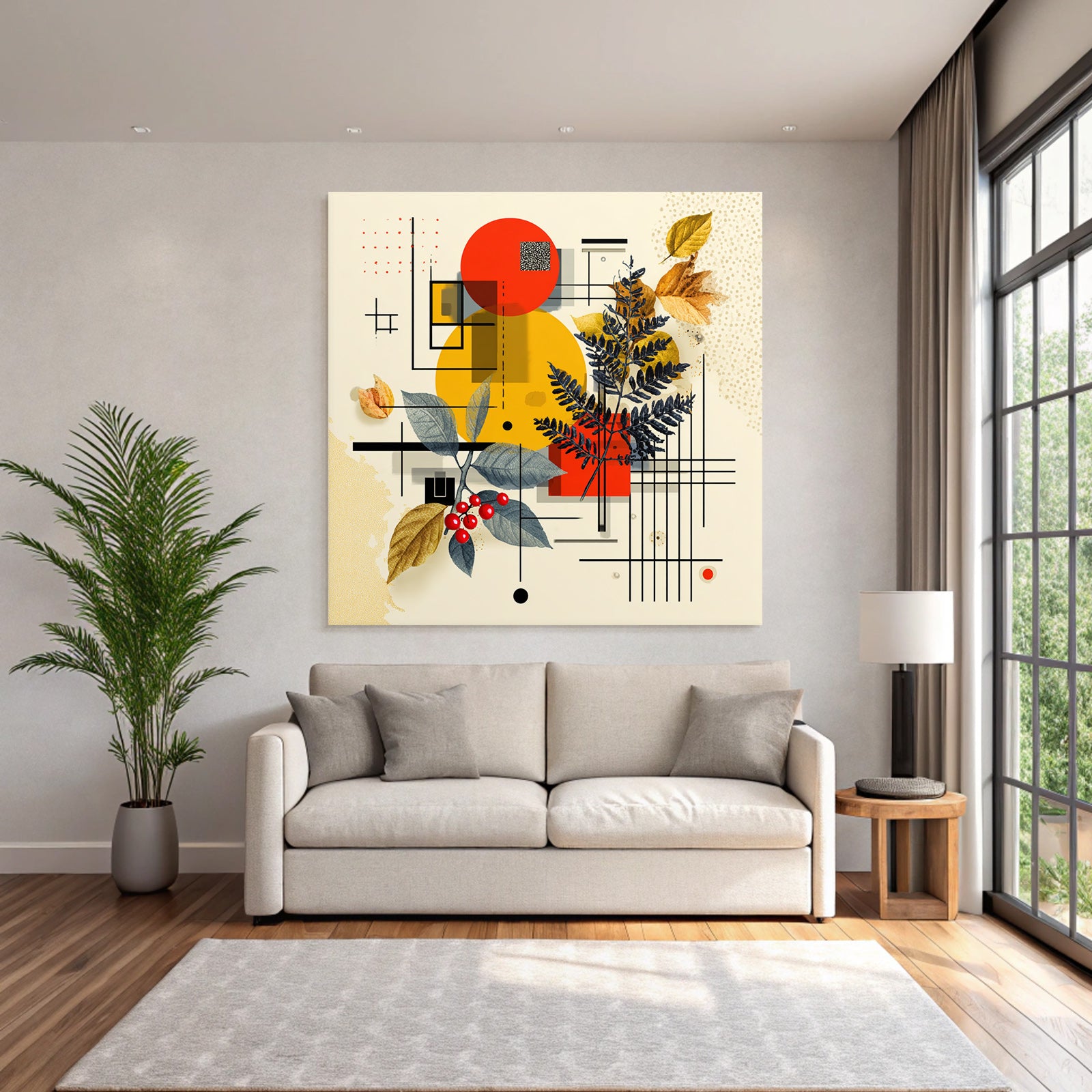 Geometrische Formen Blätter Und Beeren Abstrakte Collage