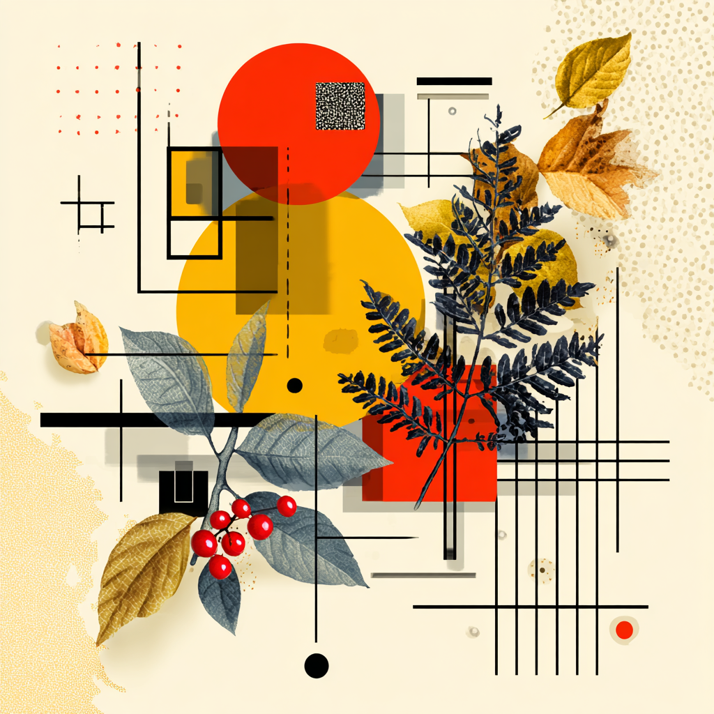 Geometrische Formen Blätter Und Beeren Abstrakte Collage | Bauhaus | Stilrichtungen