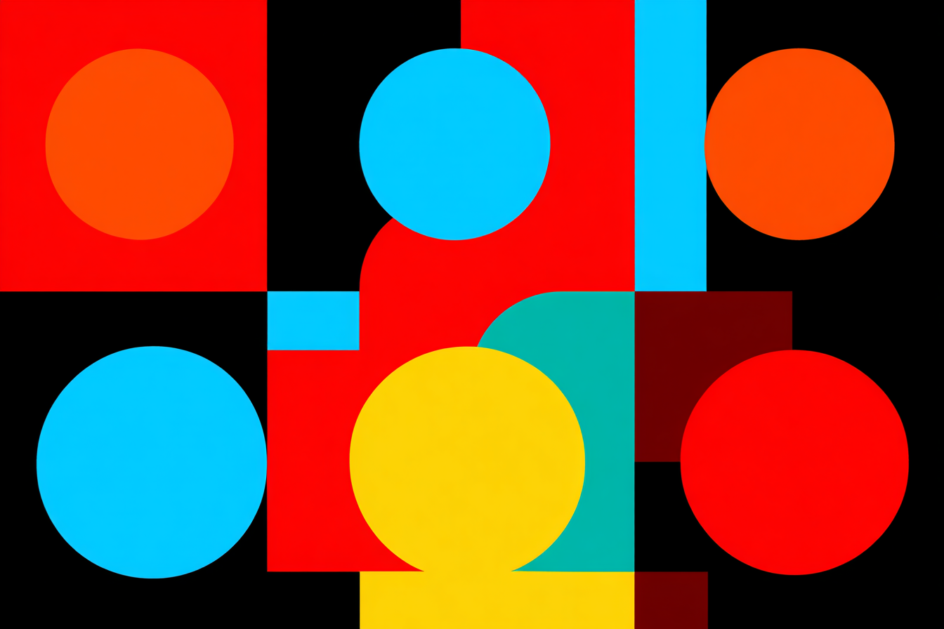 Abstrakte Geometrische Formen In Rot Orange Blau Gelb Und Schwarz | Bauhaus | Stilrichtungen