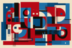 Abstrakte Geometrische Komposition In Rot Blau Schwarz Und Weiss | Bauhaus | Stilrichtungen