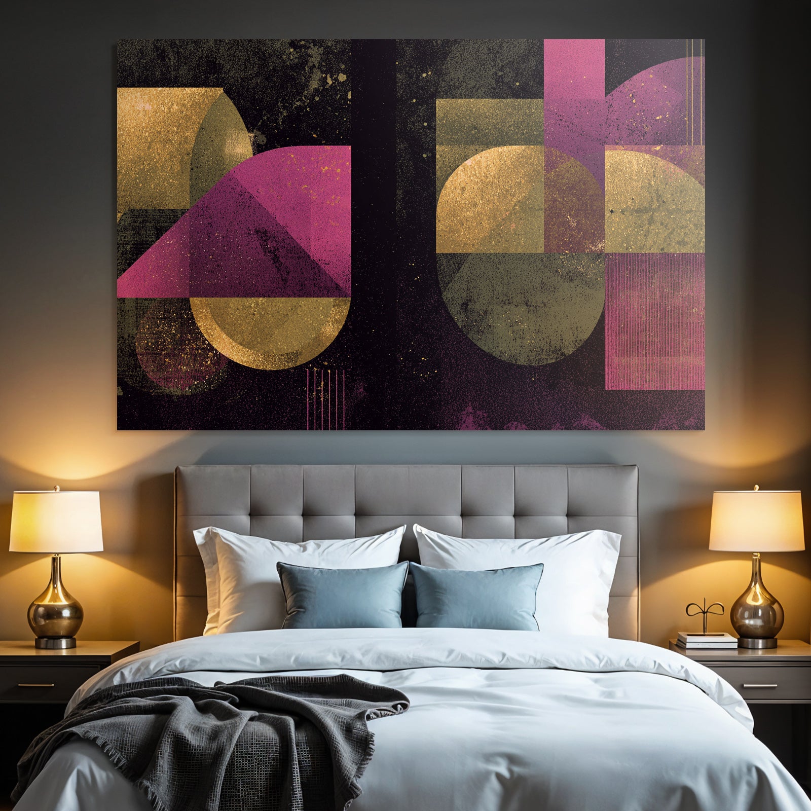 Abstraktes Design Mit Geometrischen Formen Und Goldroten Tonen