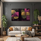 Abstraktes Design Mit Geometrischen Formen Und Goldroten Tonen