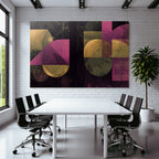 Abstraktes Design Mit Geometrischen Formen Und Goldroten Tonen