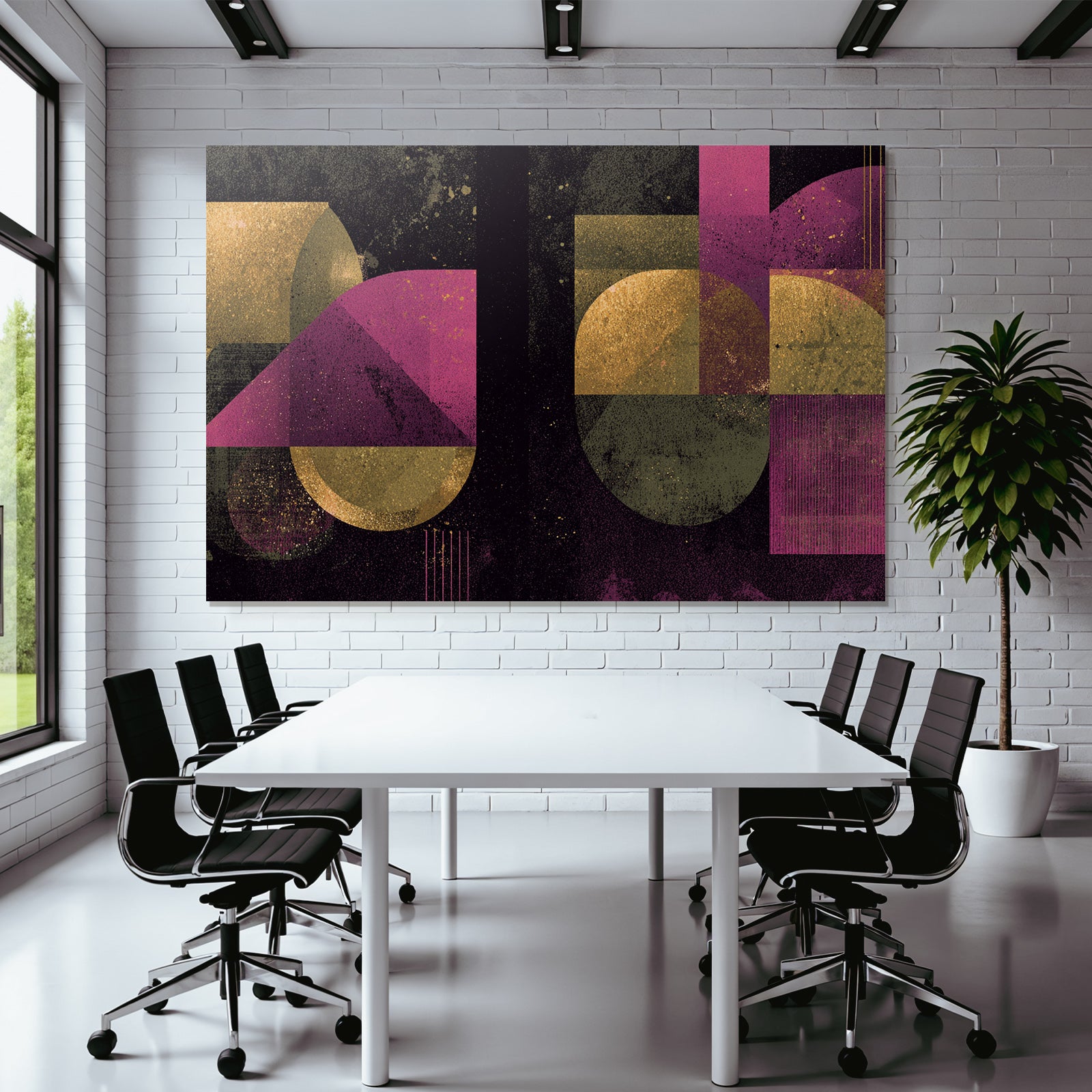 Abstraktes Design Mit Geometrischen Formen Und Goldroten Tonen