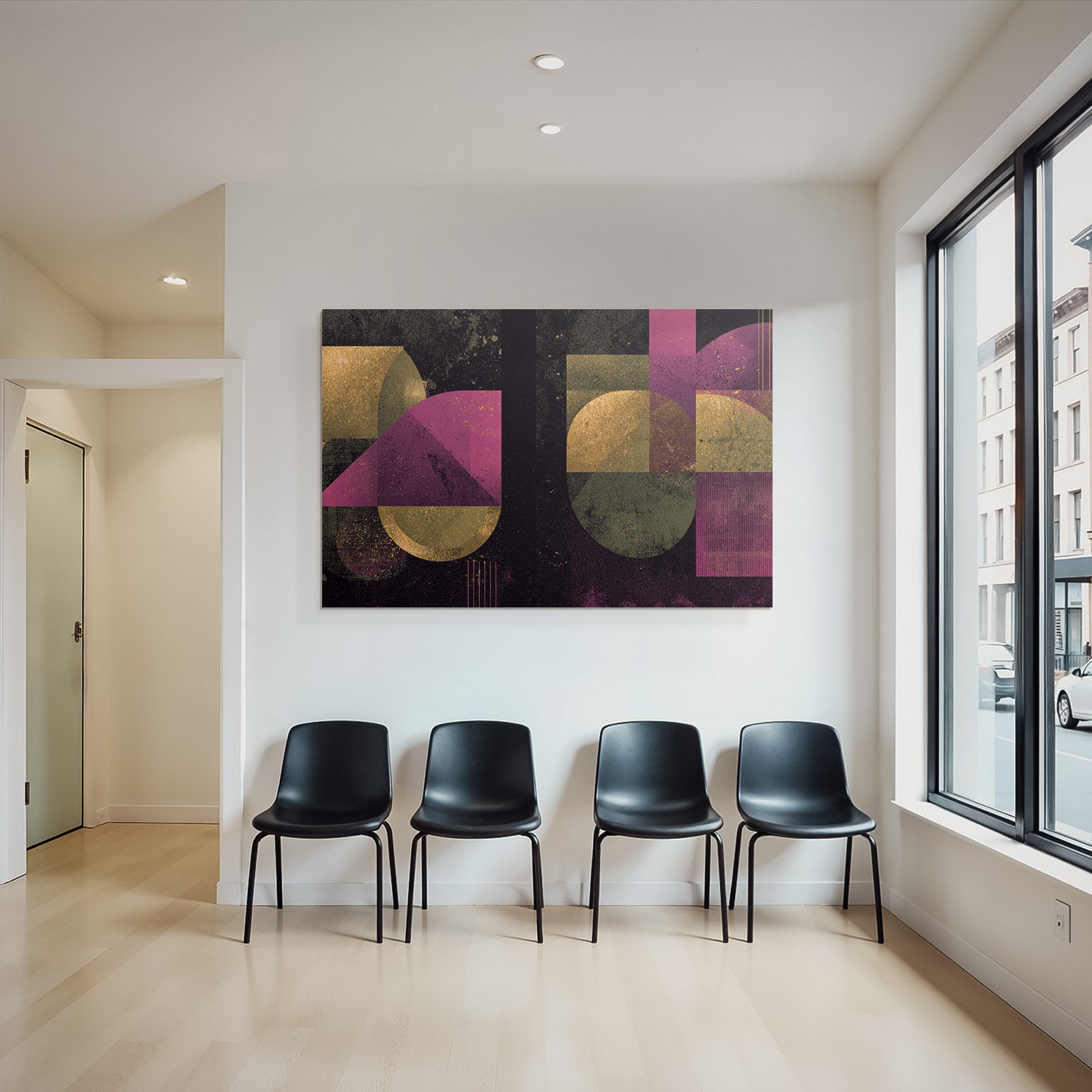 Abstraktes Design Mit Geometrischen Formen Und Goldroten Tonen
