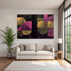 Abstraktes Design Mit Geometrischen Formen Und Goldroten Tonen