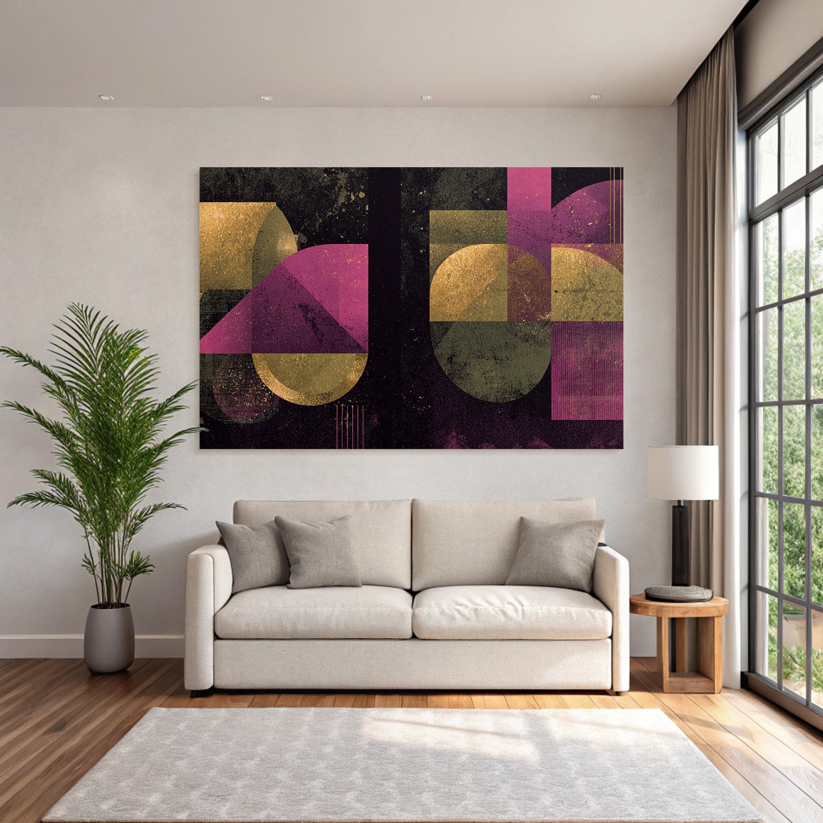 Abstraktes Design Mit Geometrischen Formen Und Goldroten Tonen