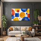 Abstraktes Geometrisches Aquarellmotiv Rot Blau Gelb Grau