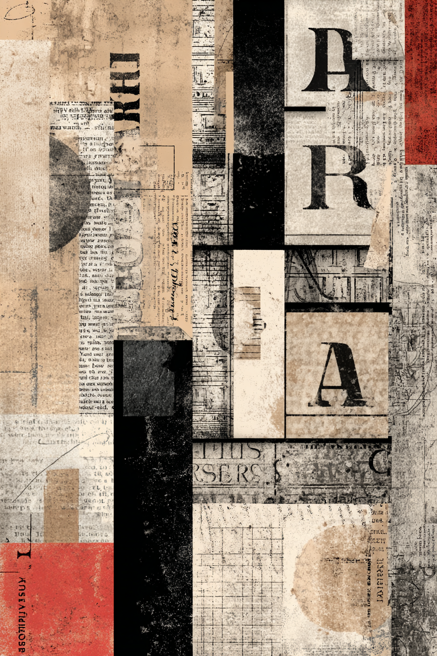 Abstrakte Kollage Mit Texturen Und Typografischen Elementen Und Dezenten Farbakzenten | Dadaismus | Stilrichtungen