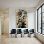 Abstraktes Digitales Kunstcollage Mit Farbblocken Mustern Texten Und Gesichtern
