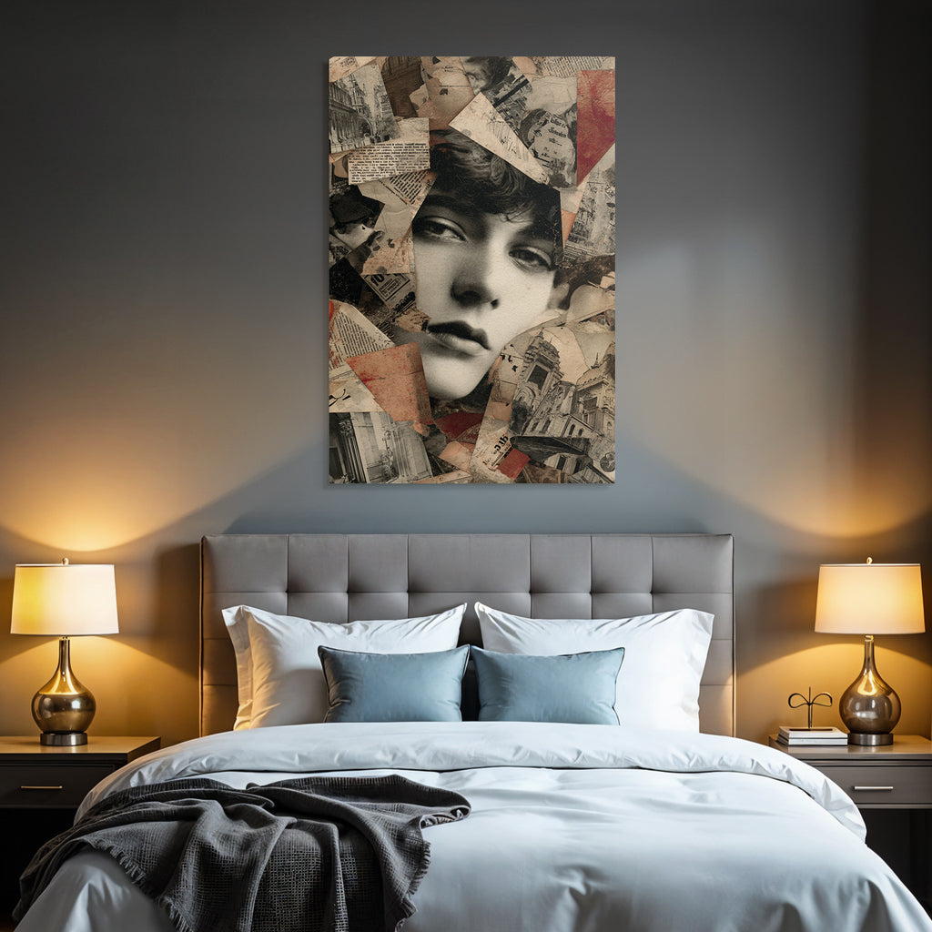 Nostalgische Retro Collage Mit Porträt Und Gealterten Texturen