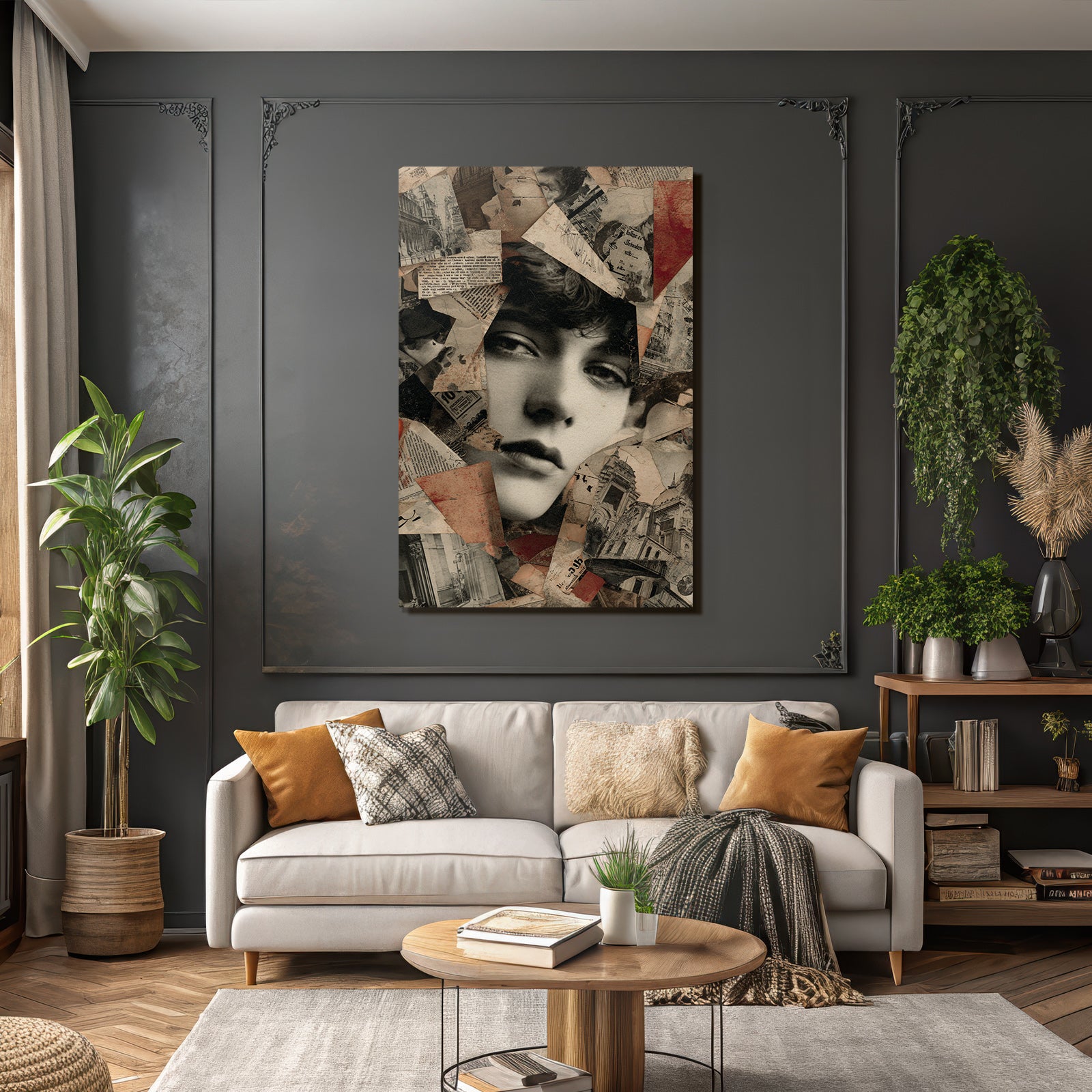 Nostalgische Retro Collage Mit Porträt Und Gealterten Texturen