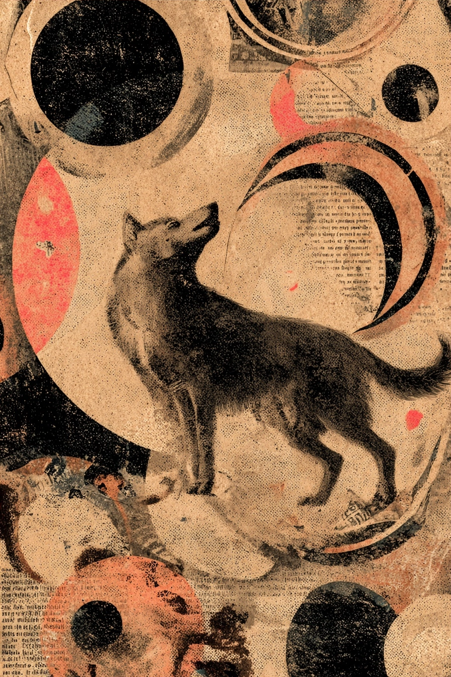 Wolf Im Abstrakten Naturkosmos Collage | Dadaismus | Stilrichtungen