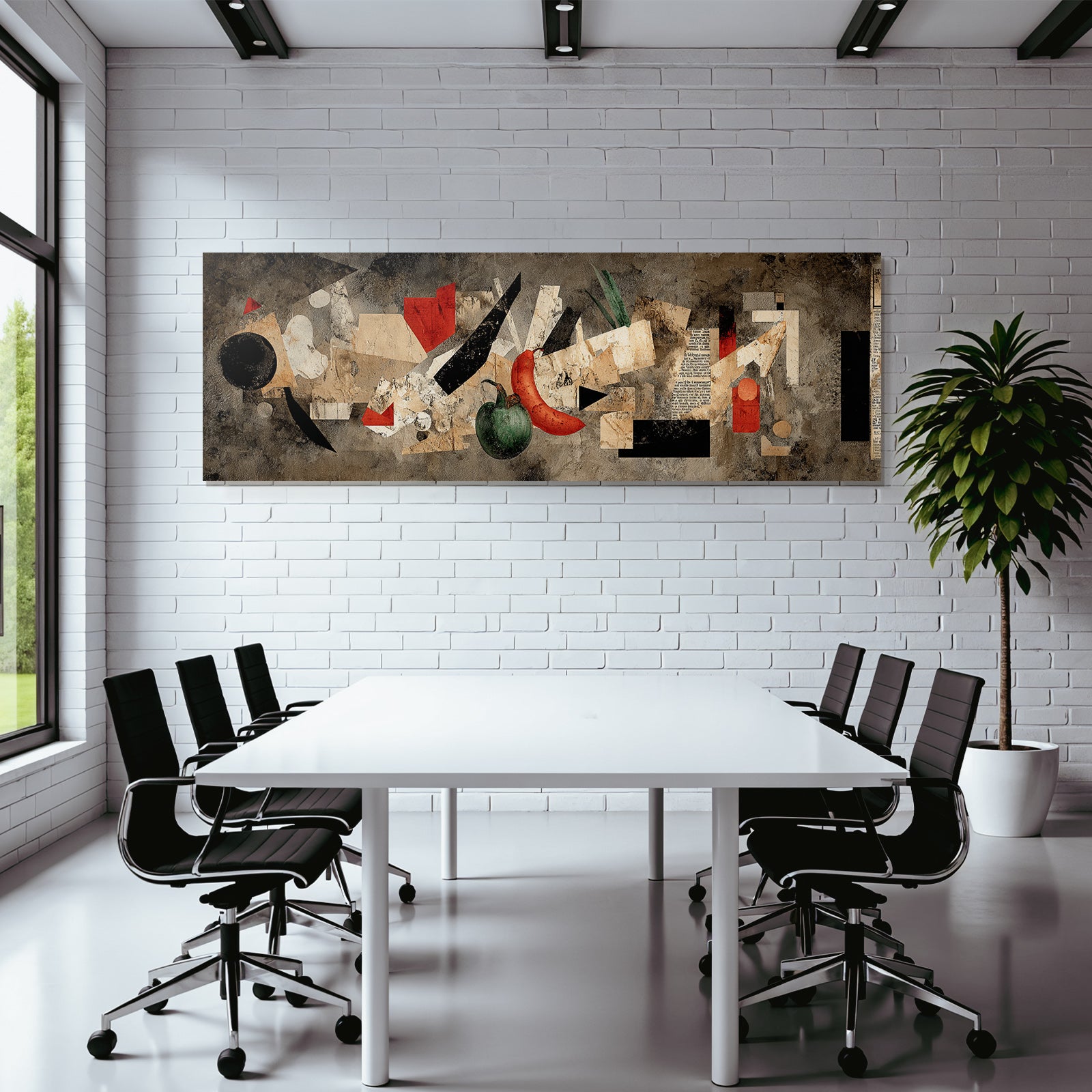Abstrakte Gemuse Collage Mit Gruner Paprika Und Roter Chili