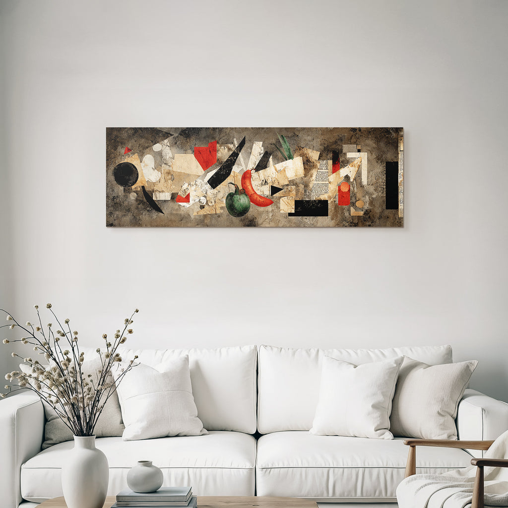 Abstrakte Gemuse Collage Mit Gruner Paprika Und Roter Chili