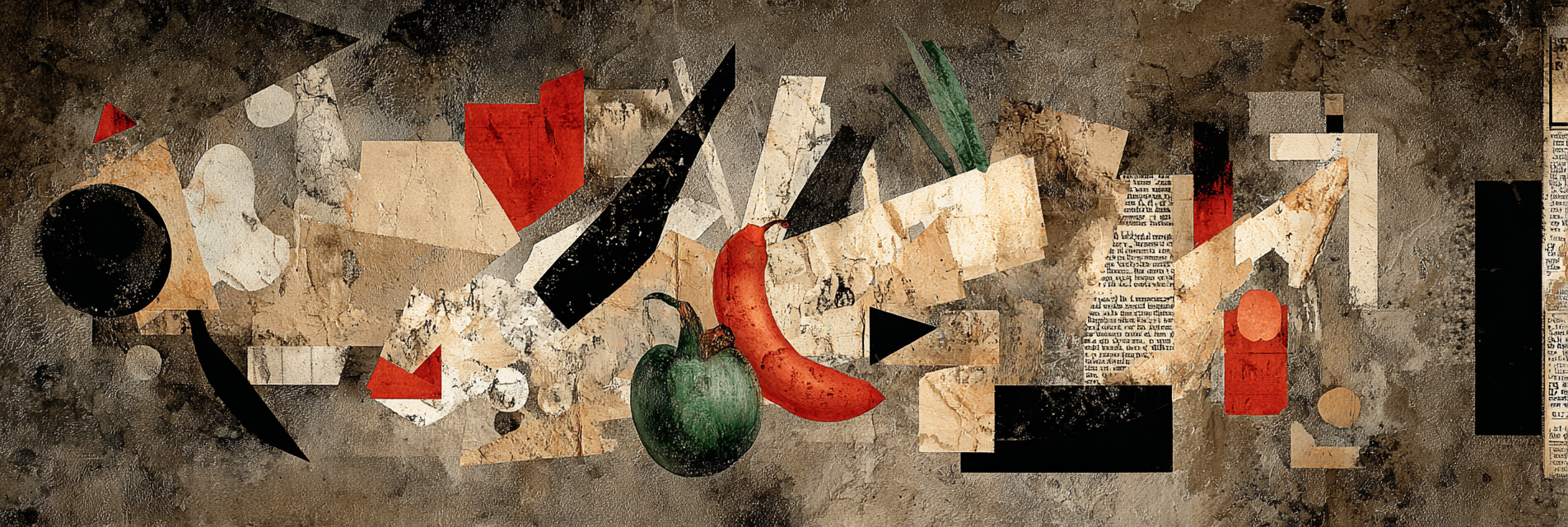 Abstrakte Gemuse Collage Mit Gruner Paprika Und Roter Chili | Dadaismus | Stilrichtungen