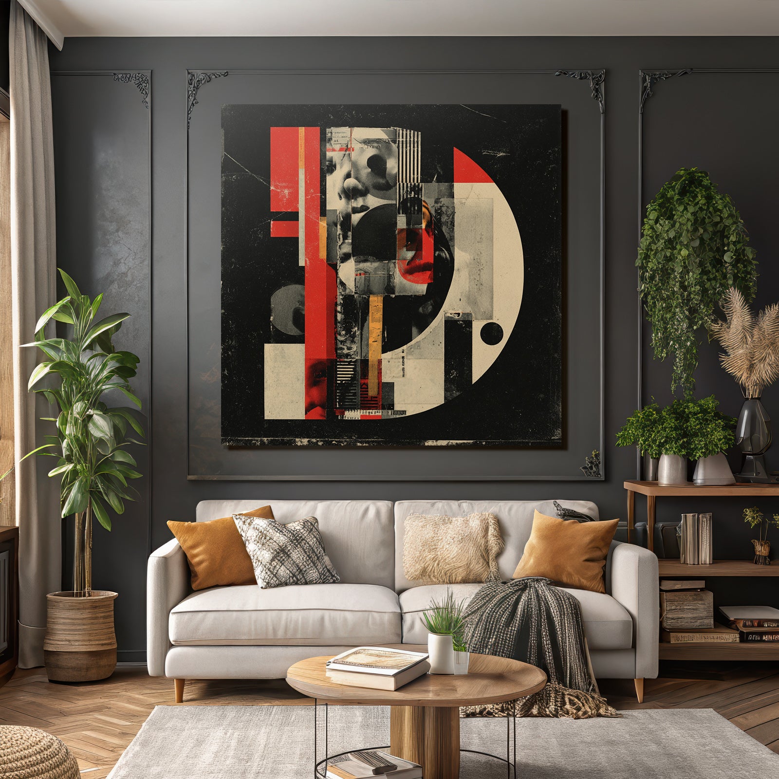 Abstrakte Grafikdesign Kollage Rot Schwarz Weiss