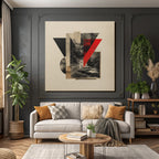 Abstrakte Kunstcollage In Rot Schwarz Und Beige