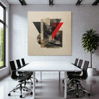Abstrakte Kunstcollage In Rot Schwarz Und Beige